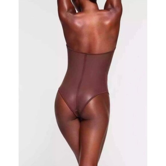 Skims Strapless Brown Sculpting One-Piece Swimsuit With Front Zipper Xtra-Life S - Picture 3 of 11